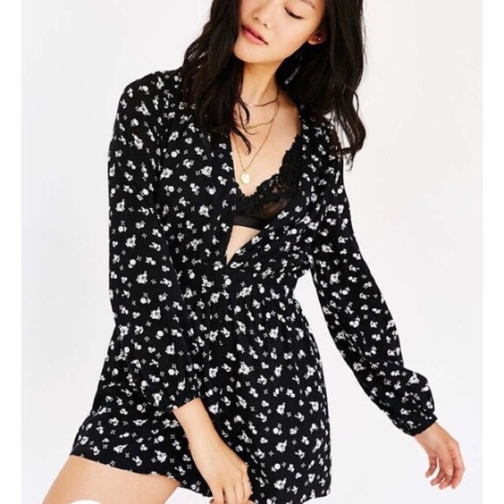 Ecote floral plunging neckline Romper